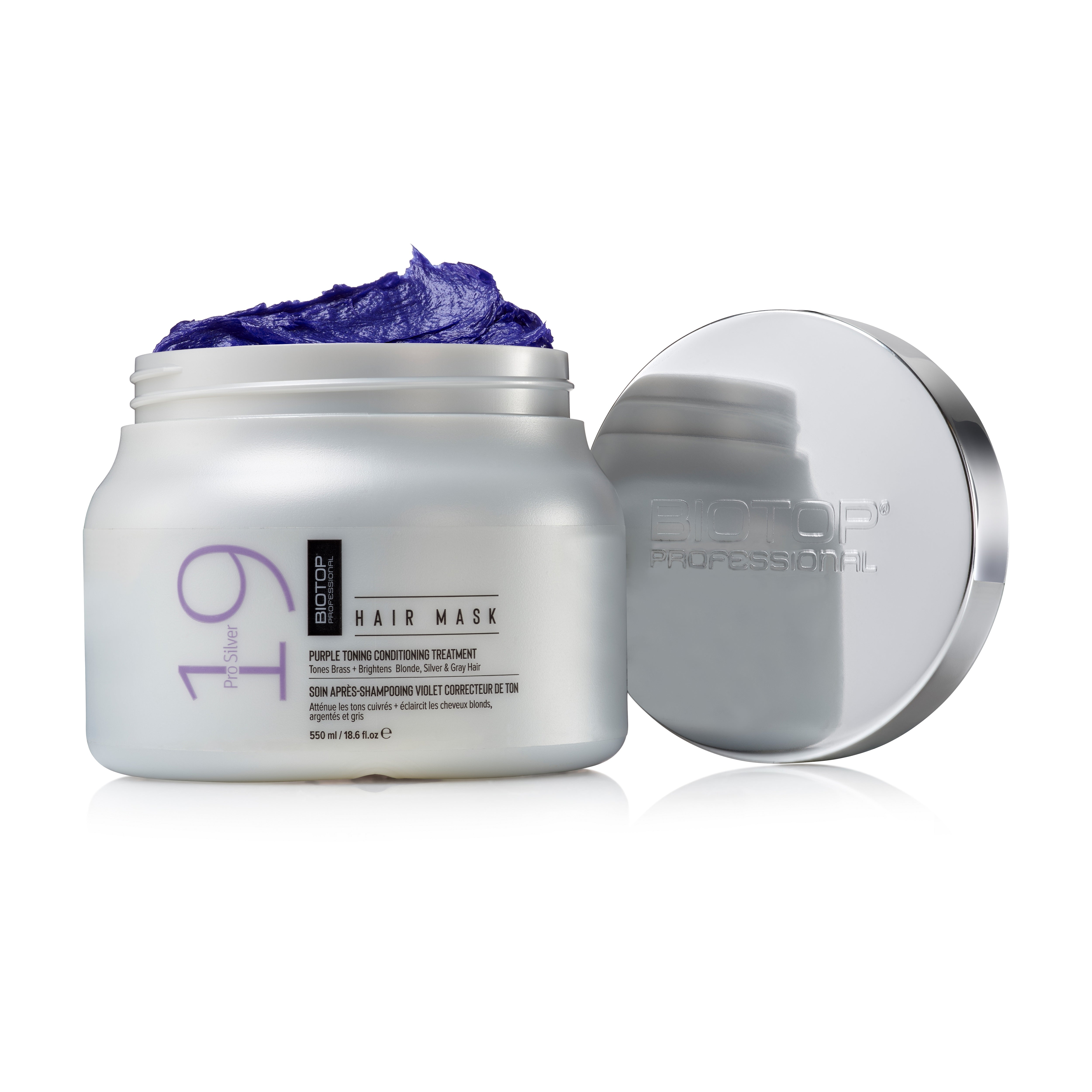 ⁦19 Pro Silver Hair Mask⁩ מסכה סגולה לשיער בלונדיני, מובהר וכסוף
