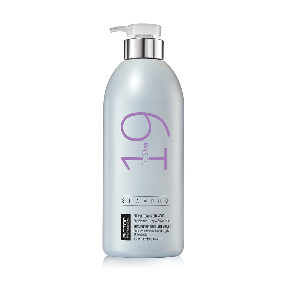 19 Pro Silver Shampoo שמפו סגול לשיער בלונדיני, מובהר, אפור ולבן