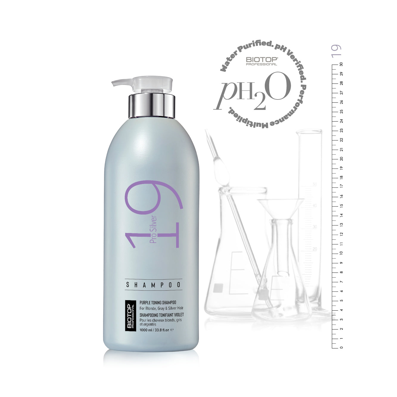 ⁦19 Pro Silver Shampoo⁩ שמפו סגול לשיער בלונדיני, מובהר, אפור ולבן